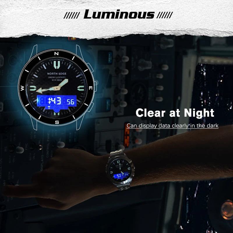 NORTH EDGE Outdoor Digital Watch with Altimeter and Compass