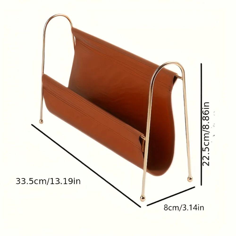 Organizador de escritorio y soporte de almacenamiento moderno para el hogar, con estructura metálica dorada, para guardar accesorios pequeños.