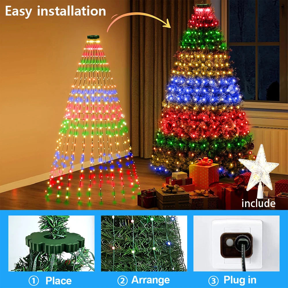 USB 400LEDs Christmas Tree String Lights, DIY Text RGBIC Holiday Lights for Garden Patio Christmas Halloween Valentine Decor