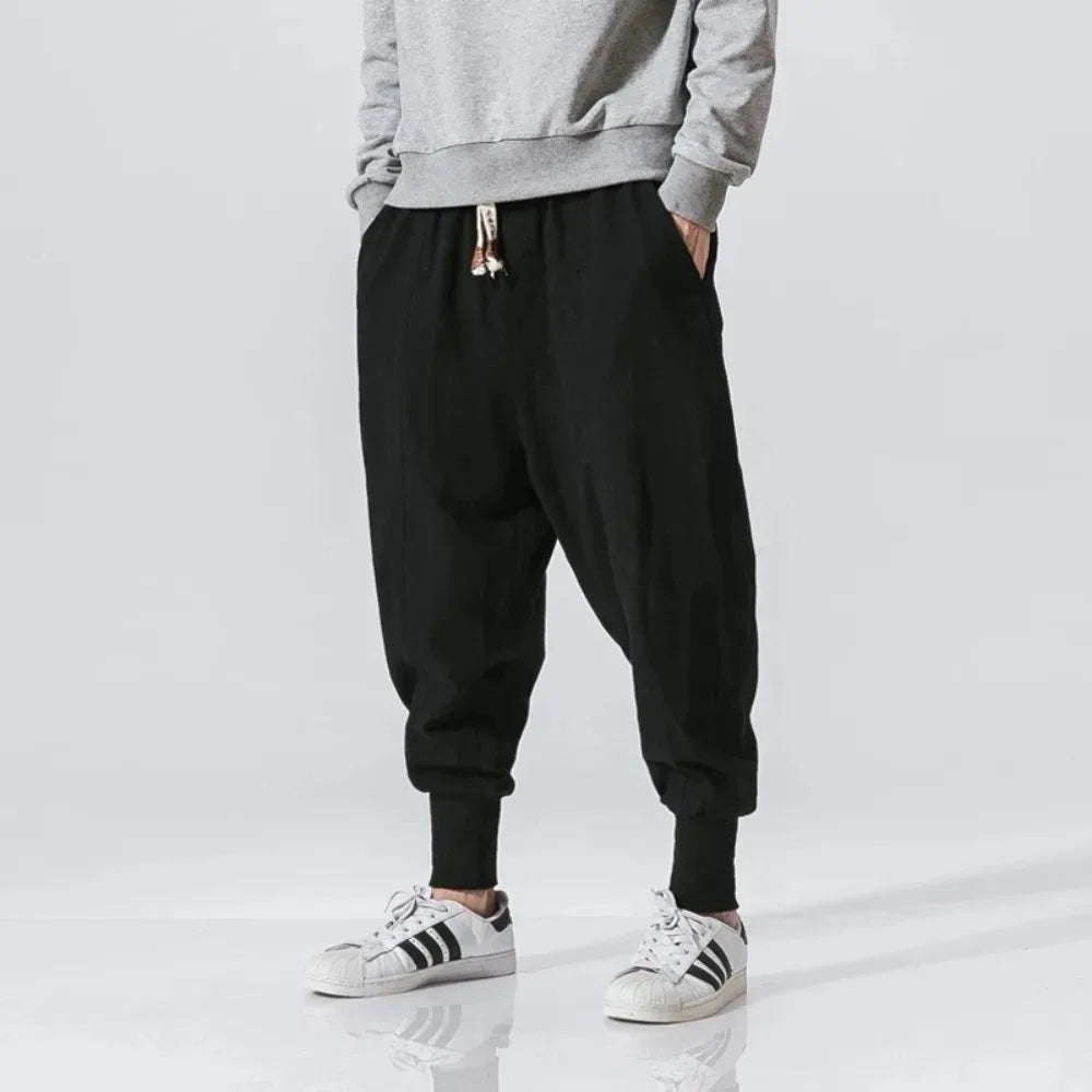 Men Harem Pants Streetwear Cotton Joggers New Baggy Hip Hop Fashion Pants Casual Solid Trousers Male Trendy Sweatpants