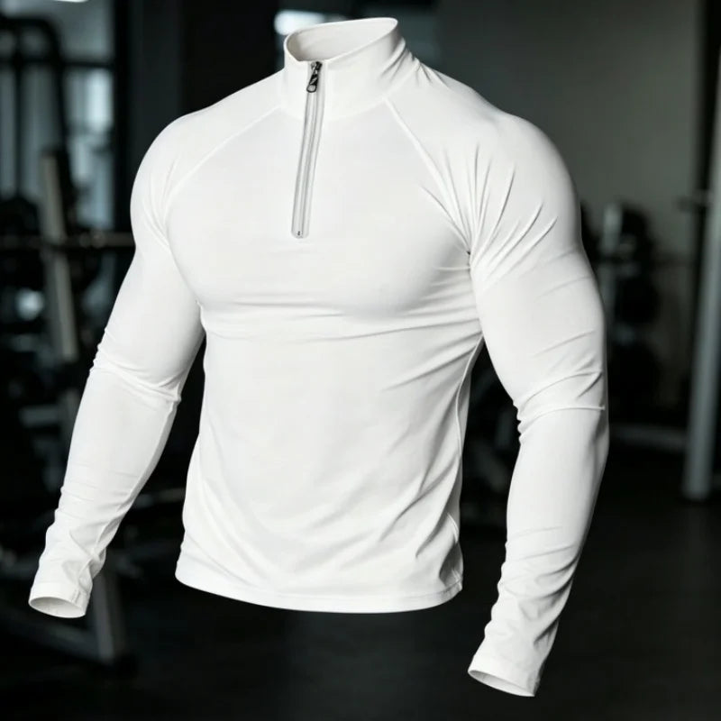 Maglia sportiva uomo con mezza zip