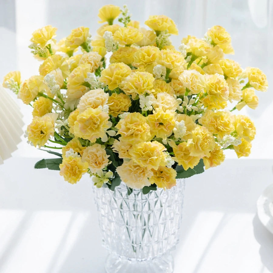 Mazzo di garofani artificiali con 5 rametti e 15 fiori