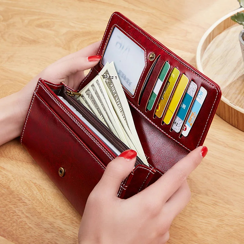 Women's Leather Wallet Woman Luxury Long Wallets Fashion Women Purses Money Bags Handbags Womens Purse Cards Holder