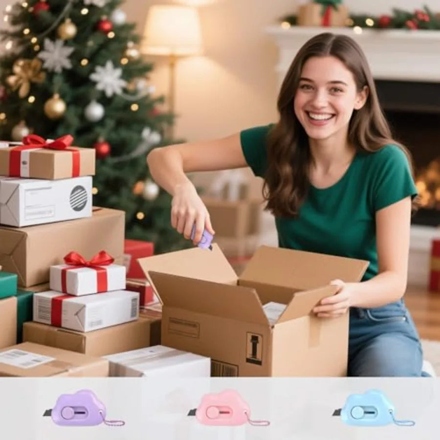 Lot de 3 cutters rétractables en forme de nuage avec porte-clés, lame en acier inoxydable, ouvre-lettres sécurisé et portable pour enveloppes P