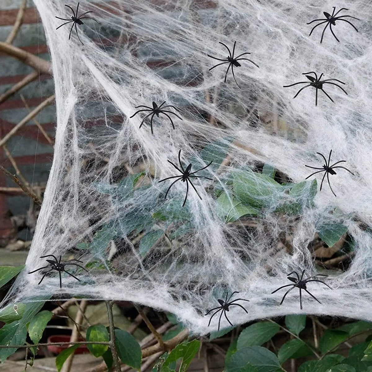 Künstliche Spinnweben für Großhandel Halloween DIY Spukhaus dehnbare Spinnenweben mit künstlichen Spinnen Innen Außen Garten Party Deko