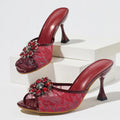 Mules donna Liyke in rete floreale con decoro gioiello