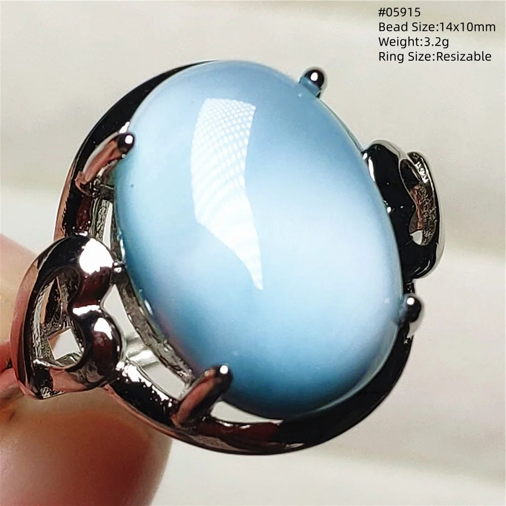 Anello regolabile in argento 925 con larimar