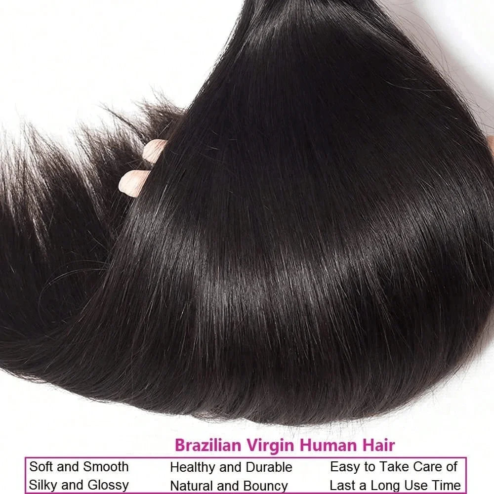 30 40 Inch Bone Straight Human Hair Bundles 1/3/4 Bundles Raw Hair Bundles Human Hair Brazilian Virgin Hair Natural Color