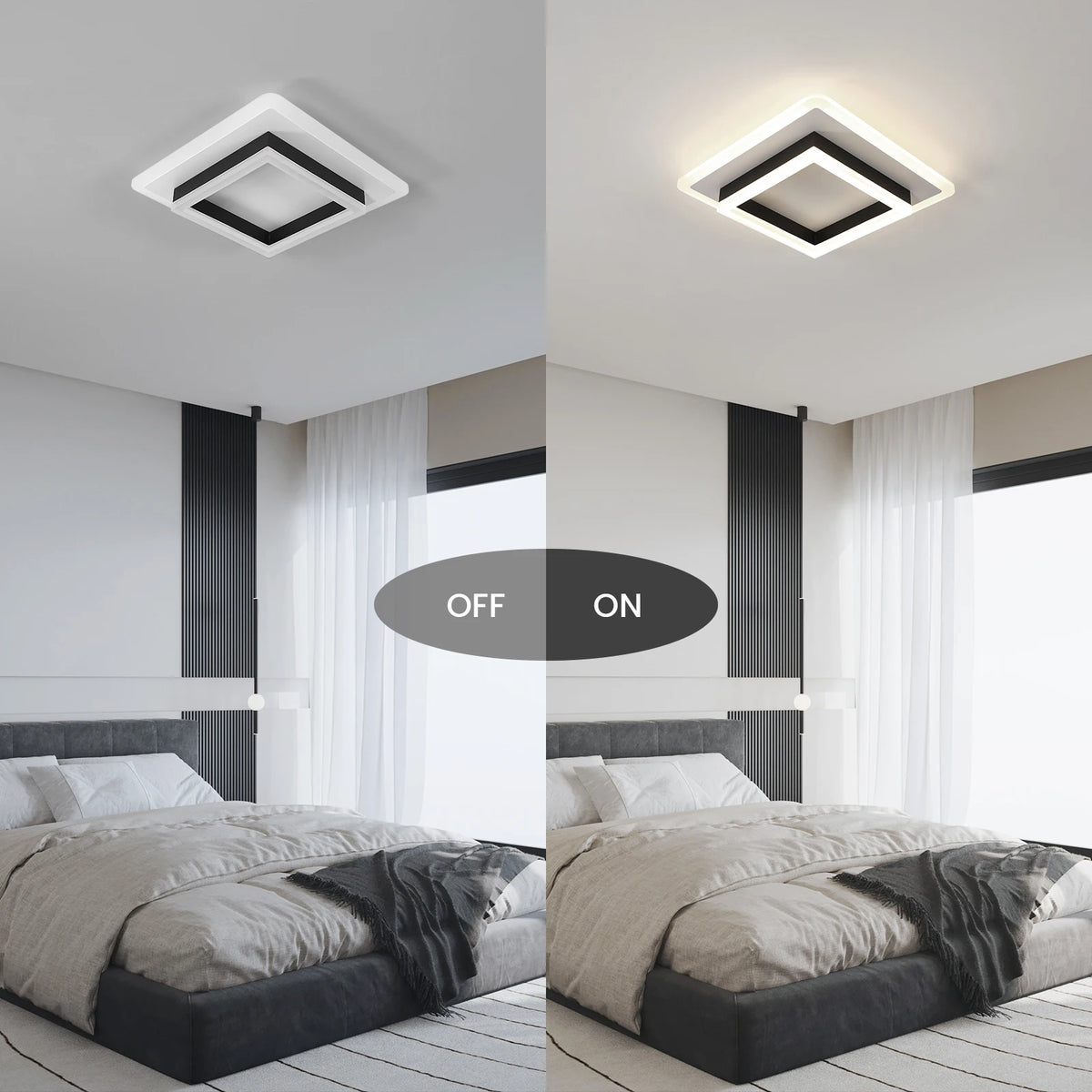 Quadratische LED-Deckenleuchte zur direkten Montage, 30-W-LED-Leuchte für Schlafzimmer, Küche und Eingangsbereich (neutralweiß, 4000 K)