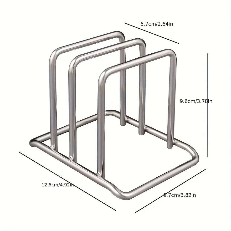 1 pz. Organizer salvaspazio combinato per coperchi e taglieri in acciaio inox - Supporto robusto da appoggio, organizer per cucina