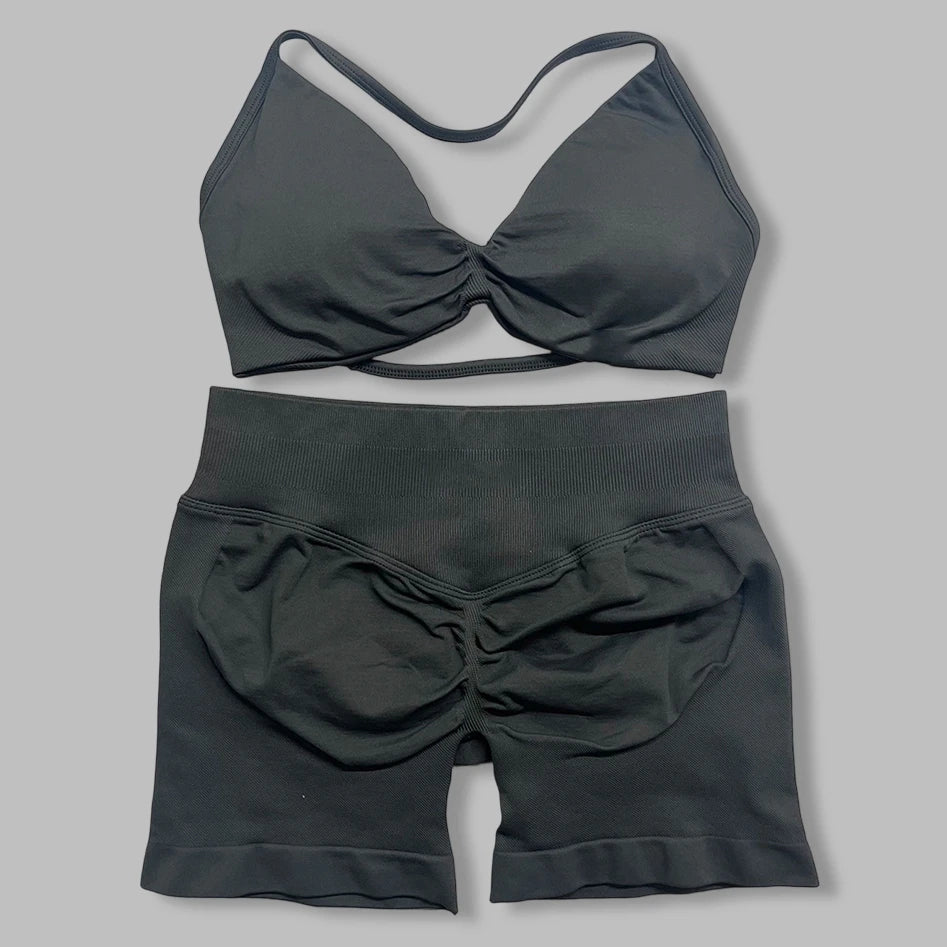 Ensemble yoga femme, 2 pièces, haut et short