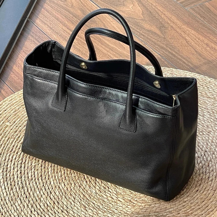 Black Briefcase Bags For Women Luxury Designer Handbag Purses 2026 New In Vintage Simple Large Capacity Commuting Tote Shoulder