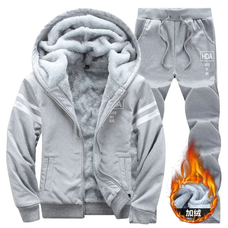 Men's Winter Sets 8XL Tracksuits Hoodies Casual Hooded Warm Sweatshirts Thicker Fleece Jackets Pants 2-Piece Men's Sweatshirts