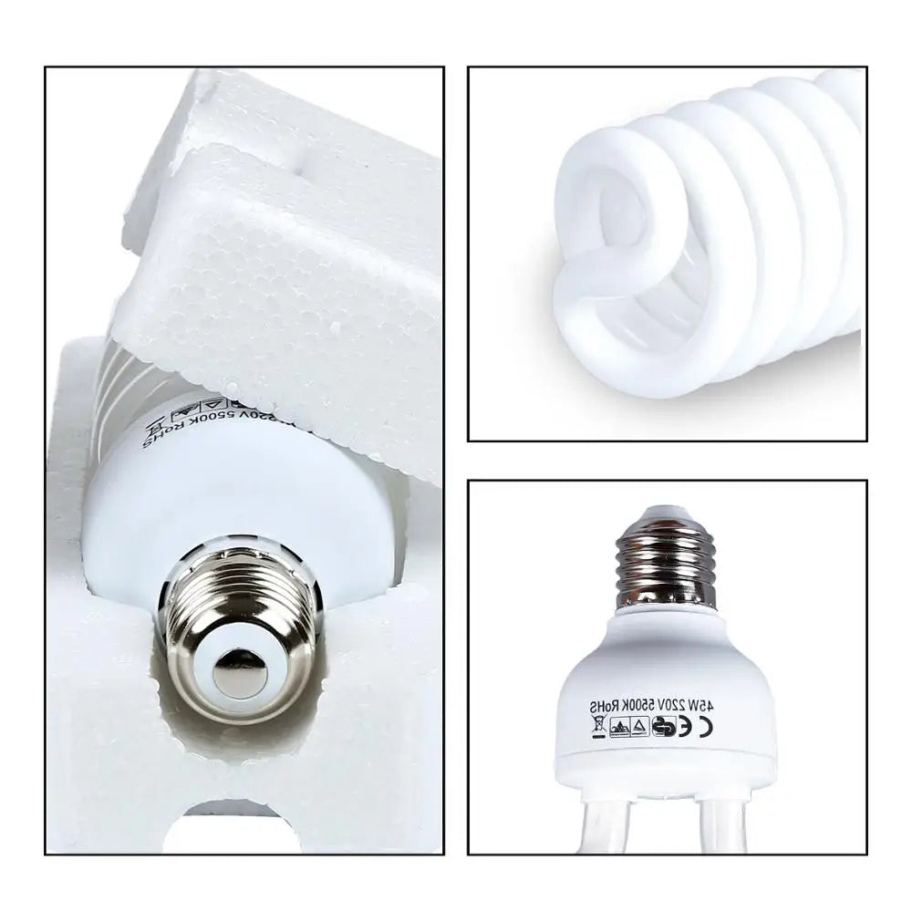 5500K Lumière du jour pour photographie 4 PIÈCES 45W Haute luminosité  Ampoules fluorescentes E27 pour studio photo vidéo
