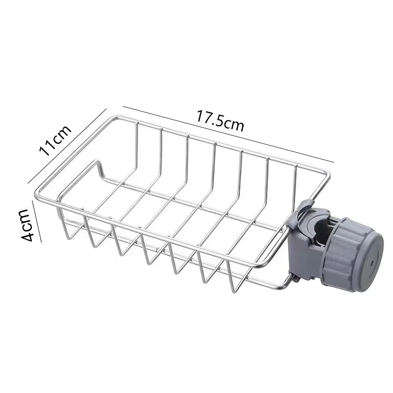 Escurridor para fregadero de cocina, soporte flexible para grifo y organizador de esponjas, jabón, cepillos y toallas, estante de almacenamiento para cocina y baño