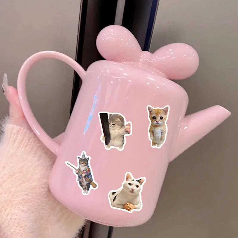 50pcs cute & funny cat series stickers, suitable for decorating mobile phones, storage boxes, notebooks, waterproof stickers