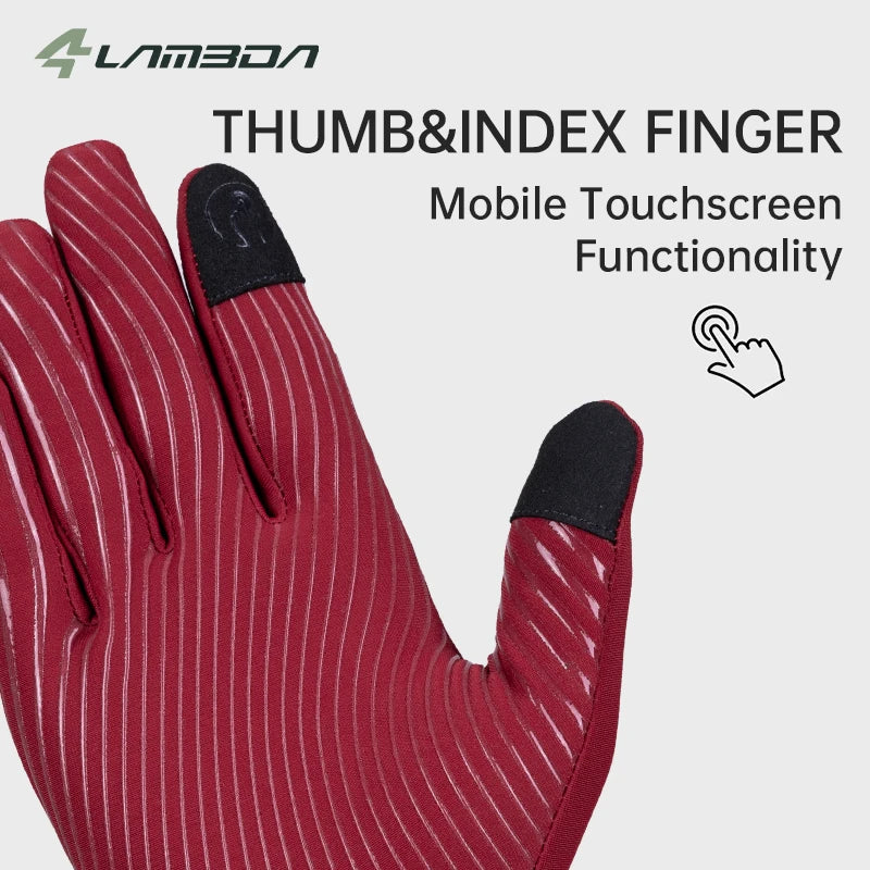 LAMEDA 5-15℃ Cycling Gloves Autumn And Winter Touchscreen Full Finger Thermal Gloves Road Mountain Warm Bike Gloves For Men