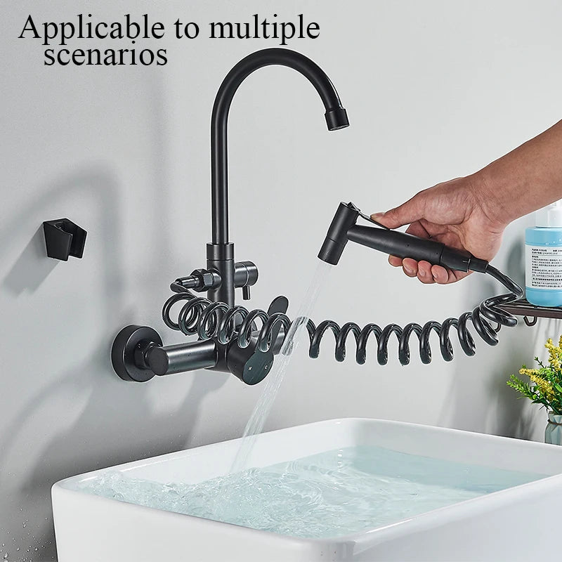 Robinet de cuisine encastré avec douchette bidet, eau chaude et froide, mitigeur d’évier, installation encastrée, robinet mitigeur de cuisine, robinet de bidet pour évier