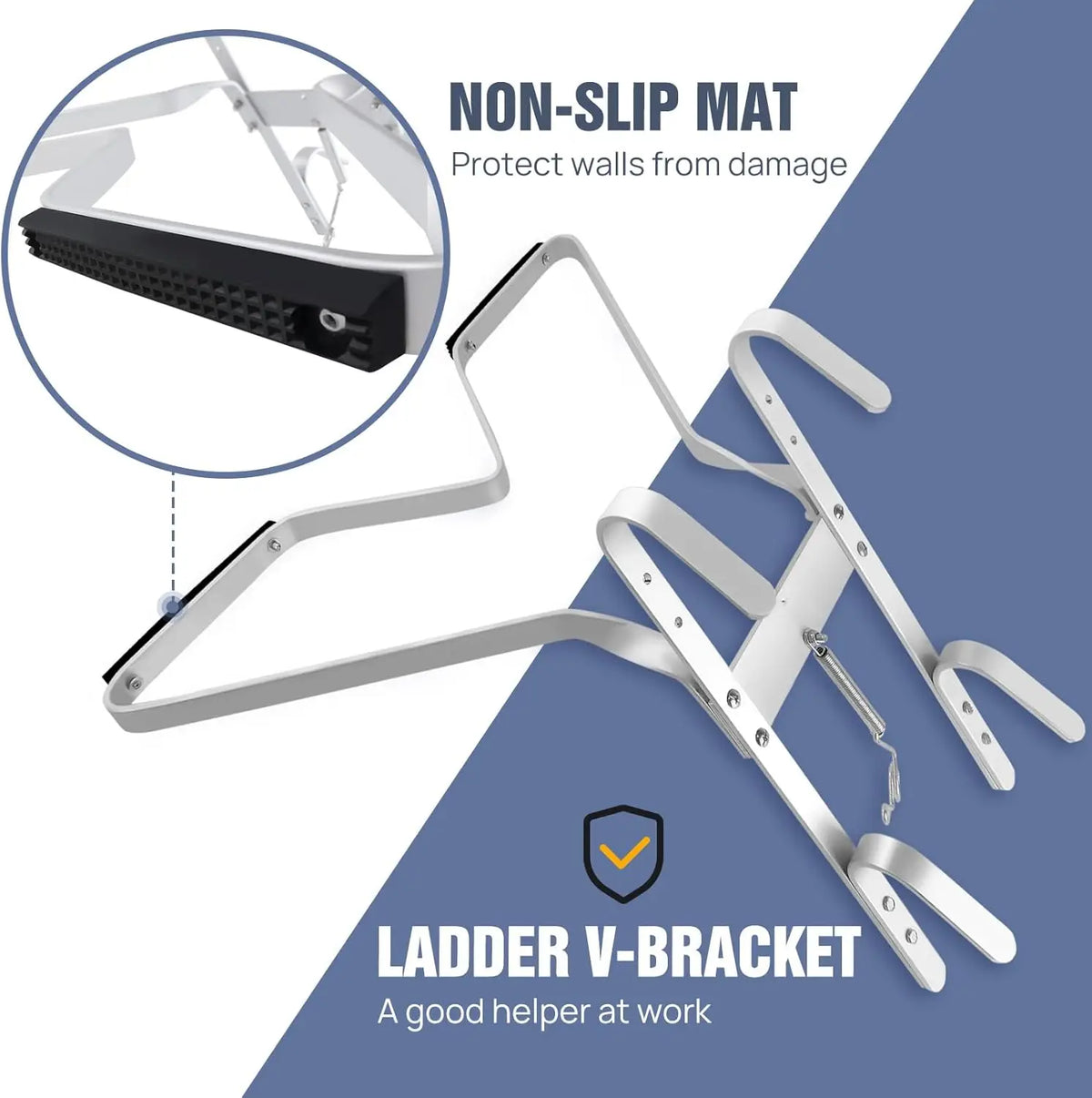 BRIEFNESS Universal-Leiterabstandhalter, rutschfester Stabilisator, universelle V-/L-förmige Eckstütze mit rutschfestem Design, einfach zu montieren