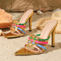 Mules donna Liyke multicolore con fibbie decorative