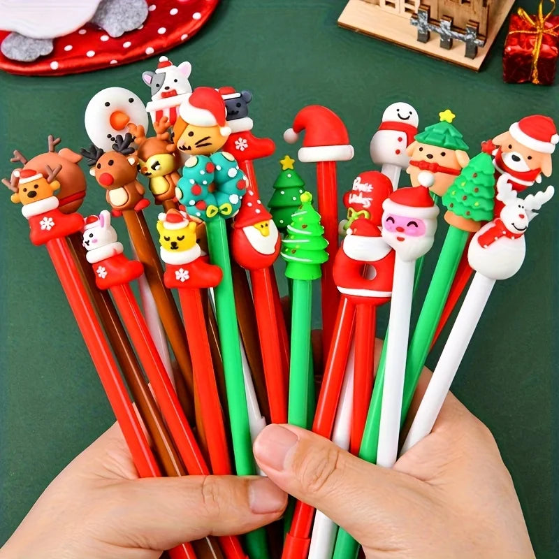 12 neutrale Stifte im Weihnachtsdesign, Schreibwaren für Büro und Lernplatz, schöne Geschenke für Schüler, verschiedene Stile, DIY-Festtagsdekorationen