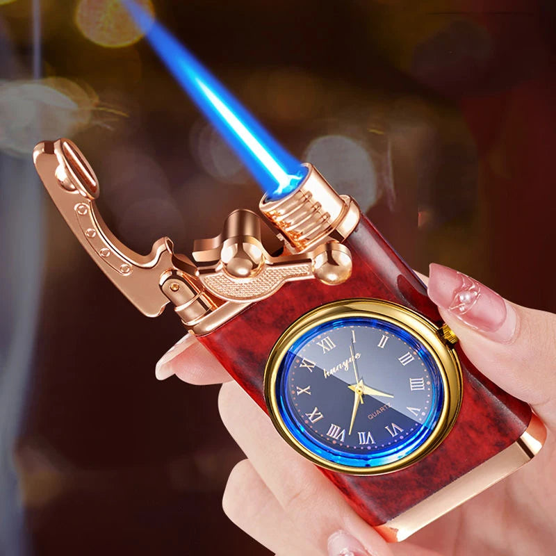 Wind - Leichtes Feuerzeug, Uhr, sanfter Rauch, Outdoor-Jet, Doppelrohr, kleine Werkzeuge, Zigarettenzubehör, Fackel-Feuerzeug