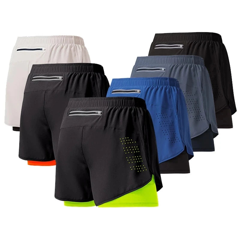 Pantaloncini running uomo a doppio strato