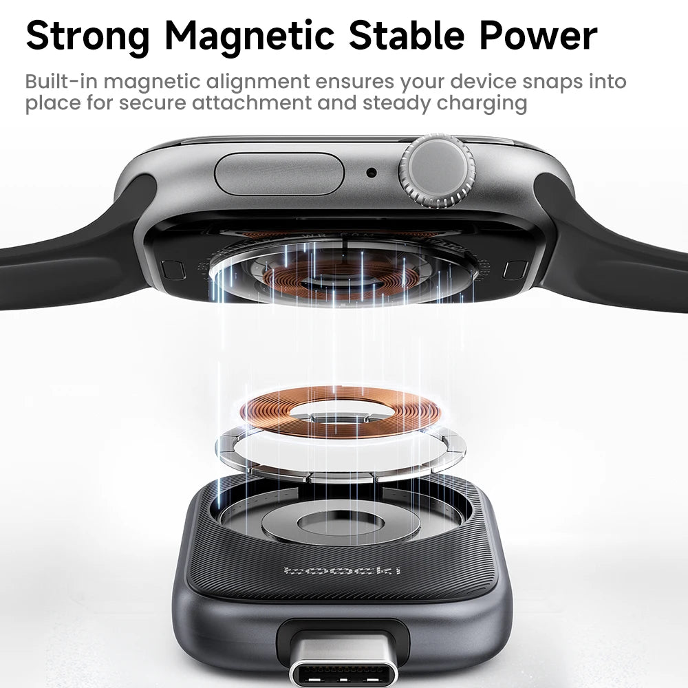 Toocki TW13 2.5W Wireless Charger for iWatch S1-S11 SE 2-3 Ultra 1-3 Portable Type C Magnetic Wireless Charger for Apple Watch