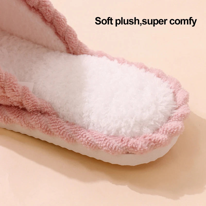 Chaussons d’intérieur confortables pour femme à semelle souple, légers, chauds et fourrés, antidérapants en velours côtelé, à enfiler pour l’hiver