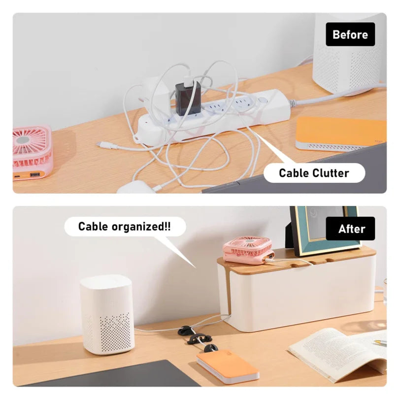 Large Wooden-Style Cable Management Box