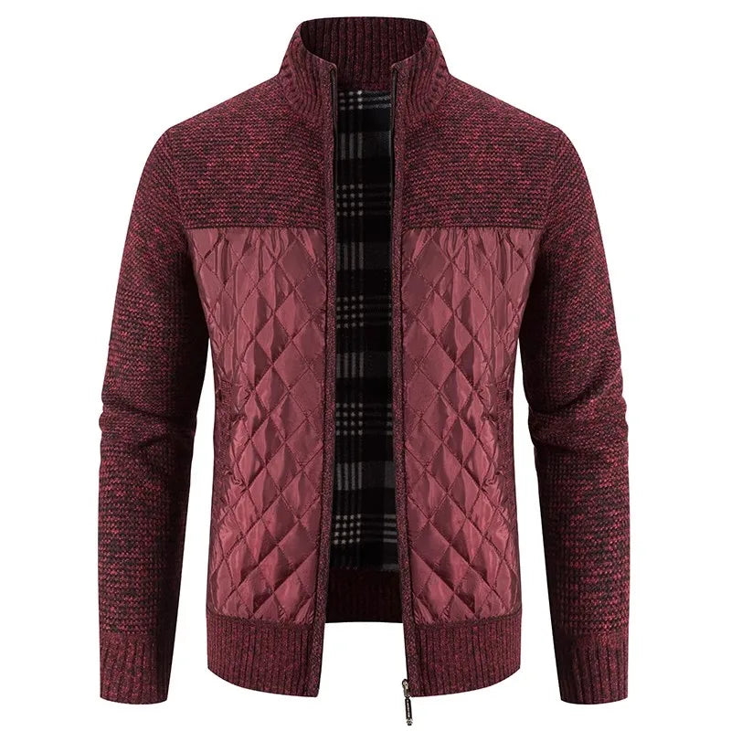 Autumn Winter New Men's Jacket Slim Fit Stand Collar Zipper Jacket Men Solid Thick Warm Jacket Men Sweater