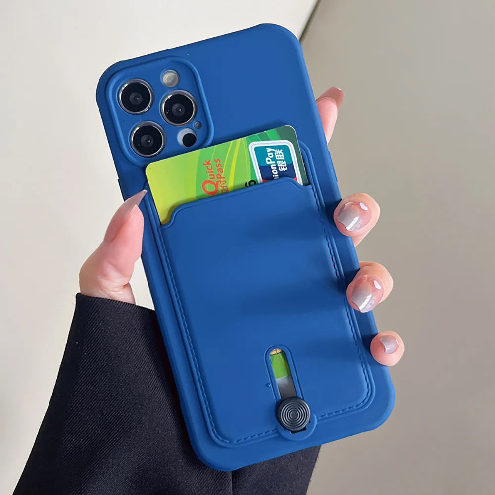 Silicone Wallet Phone Case For Apple iPhone 18 17Air 16 15 14 13 12 11 Pro Max Plus Card Slot Pocket Shockproof Protective Cover