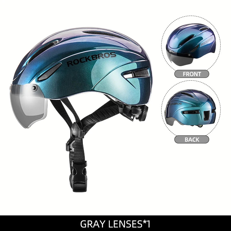 Casco de bicicleta ROCKBROS con luz LED recargable, casco de ciclismo para montaña y carretera, casco deportivo seguro para hombre
