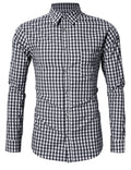 Traditional Plaid Shirt, Slim Fit Mens Checked Shirt, Casual Shirt, Long Sleeve Shirt, Embroidered Cotton