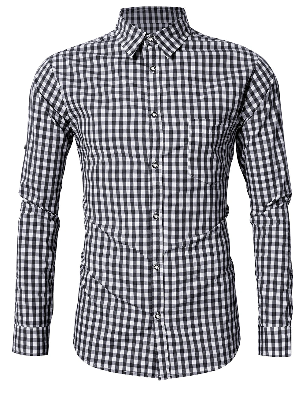 Traditional Plaid Shirt, Slim Fit Mens Checked Shirt, Casual Shirt, Long Sleeve Shirt, Embroidered Cotton
