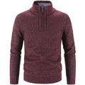 Winter Men's Fleece Thicker Half Zipper Sweater Stand Collar Warm Pullover Quality Slim Fit Knitted Sweaters Male Clothing