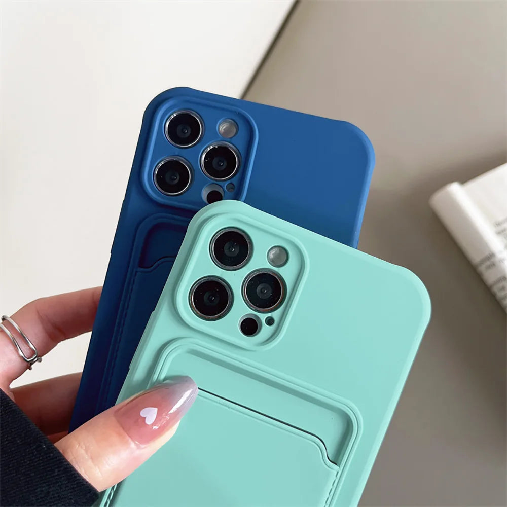 Silicone Wallet Phone Case For Apple iPhone 18 17Air 16 15 14 13 12 11 Pro Max Plus Card Slot Pocket Shockproof Protective Cover