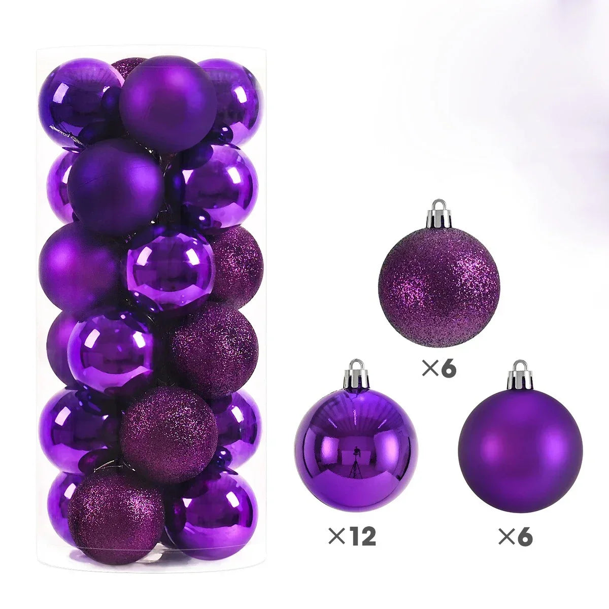 2025 24Pcs 3/4/6CM Christmas Balls Big Ball Christmas Tree Pendant Ornaments for Party Decor New Year Navidad Gifts Accessory