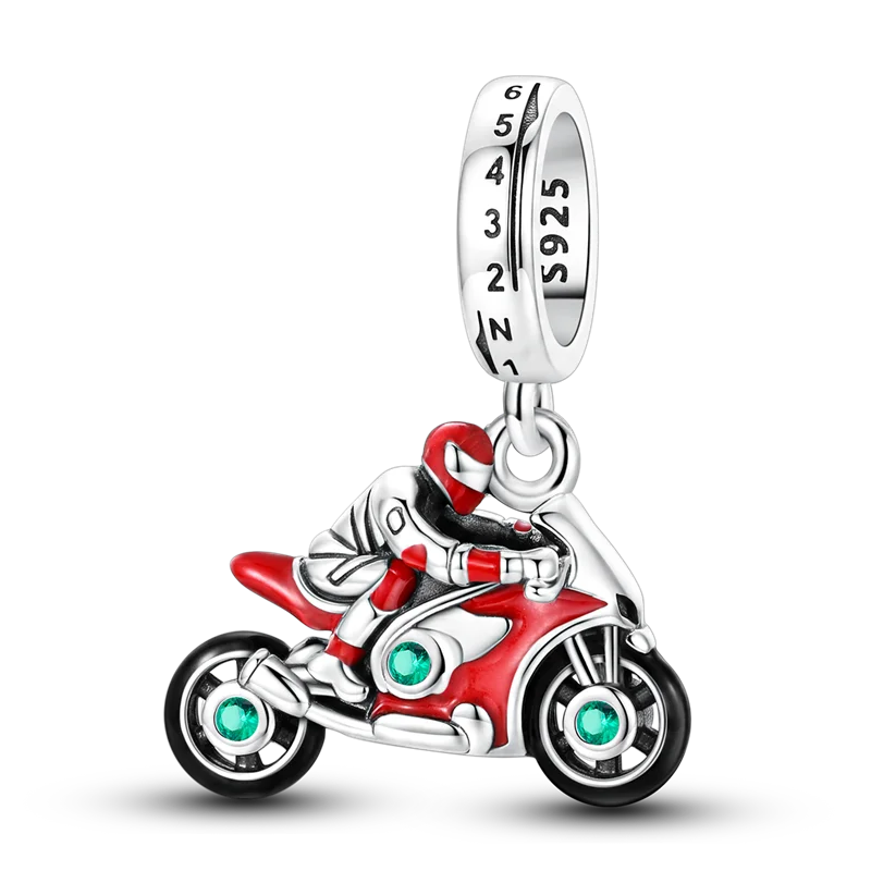 925 Sterling Silver Bright Red Charms Bead CZ Zircon Cute Doll Pendants Fit Original Bracelet DIY Jewelry Women Gift