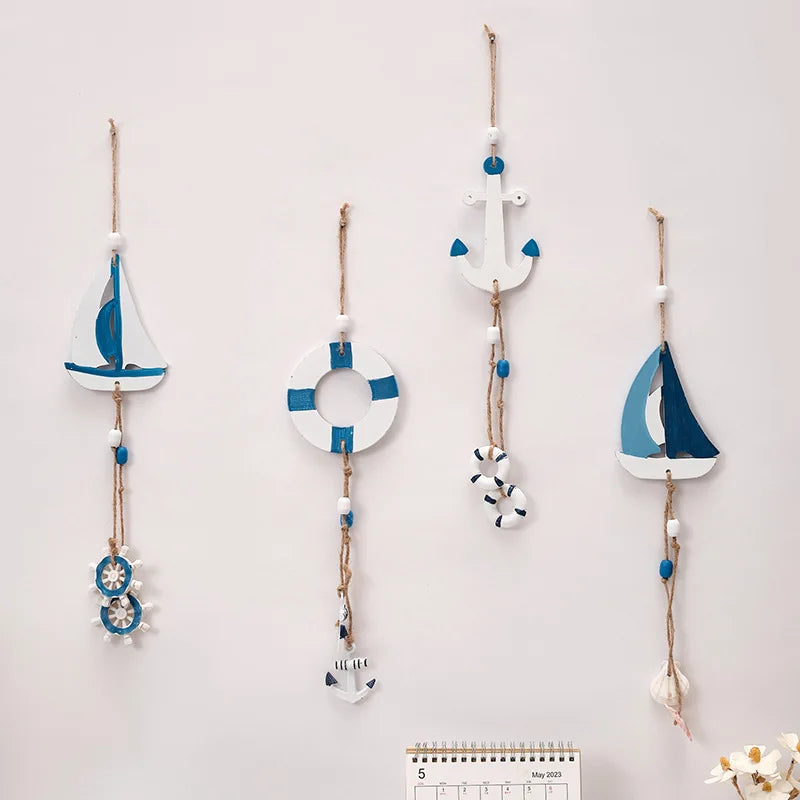 Mediterraner Stil Dekorationen Künstlerische Heimdekoration Kindergarten Wandbild Leuchtturm Segelboot Holzkunsthandwerk