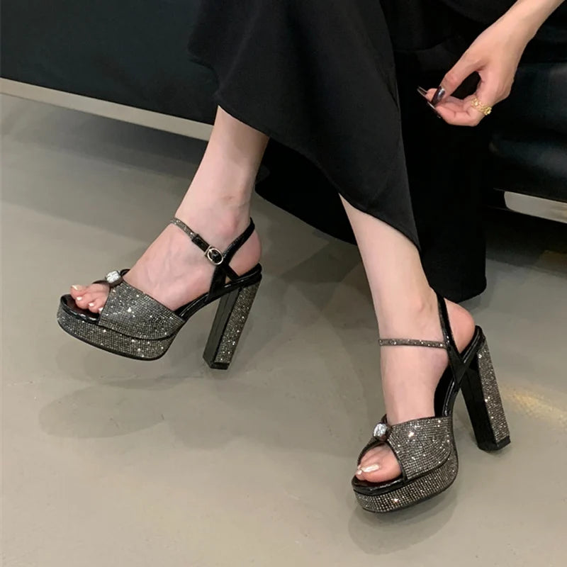 Sandali donna Liyke luminosi con tacco largo e plateau