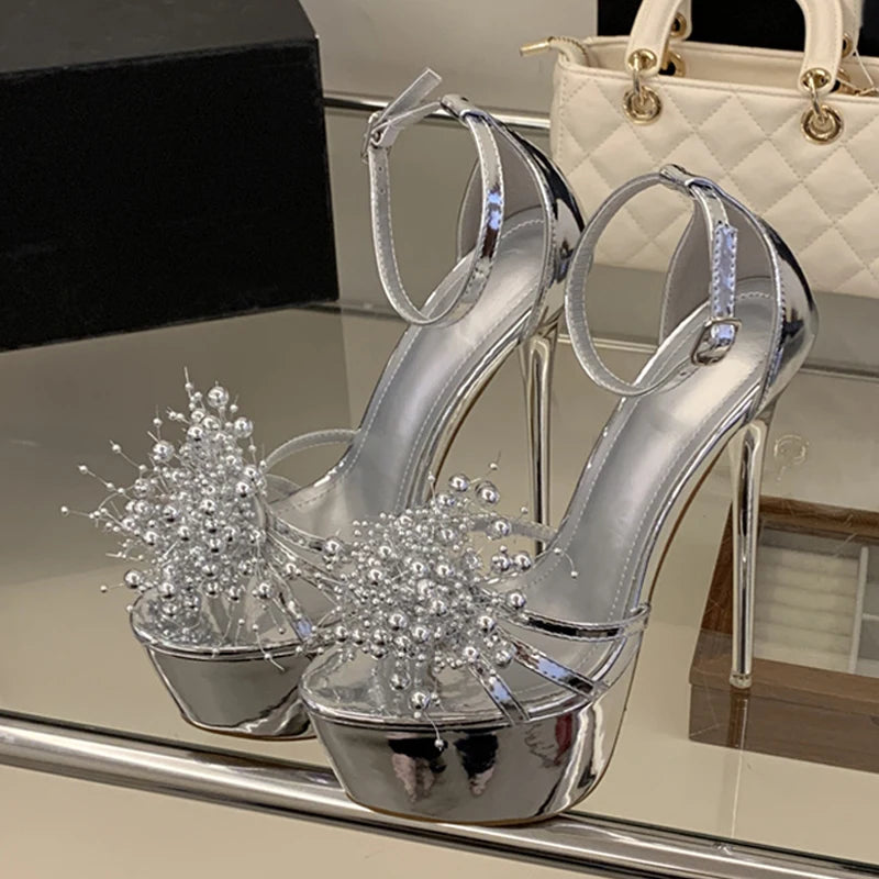 Sandali donna Liyke argento con decori a raggiera