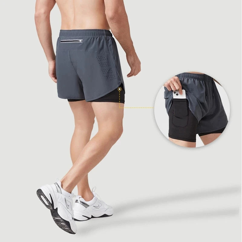 Shorts doppi da corsa da uomo