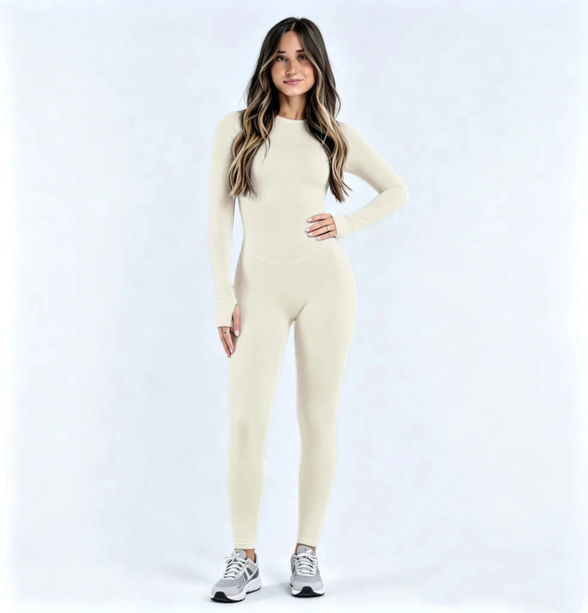 Sportoverall für Damen, langärmelig, offener Rücken