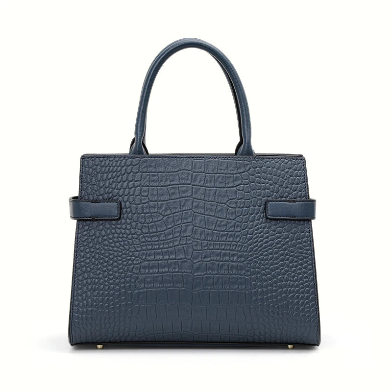 Women’s Croc-Embossed Tote Bag with Scarf Accent