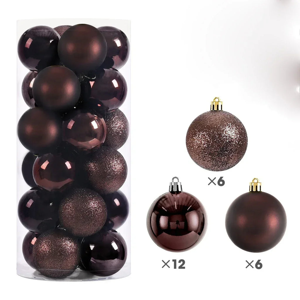 2025 24Pcs 3/4/6CM Christmas Balls Big Ball Christmas Tree Pendant Ornaments for Party Decor New Year Navidad Gifts Accessory