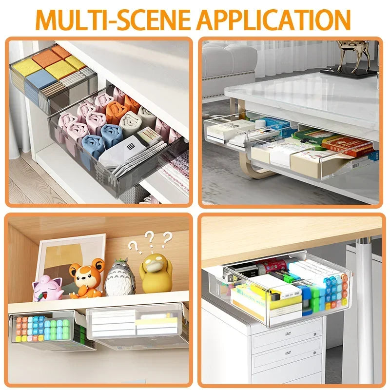 Self-Adhesive Under-Desk Storage Drawer