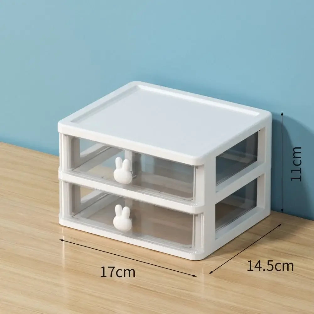 Stacked Plastic Desk Organizer with Drawers