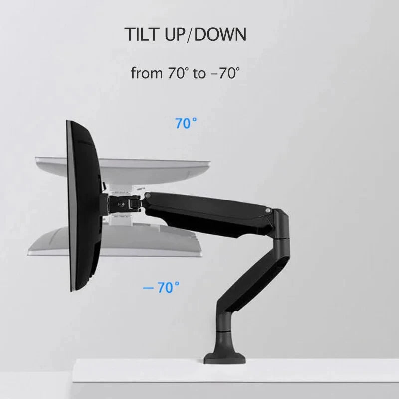 D-MOUNT D80 Metal Alumin 2-10KG 13'-32' Monitor Clamp 0-60mm Grommet Desktop Stand Mount Gas Spring Arm Full Motion Rotate