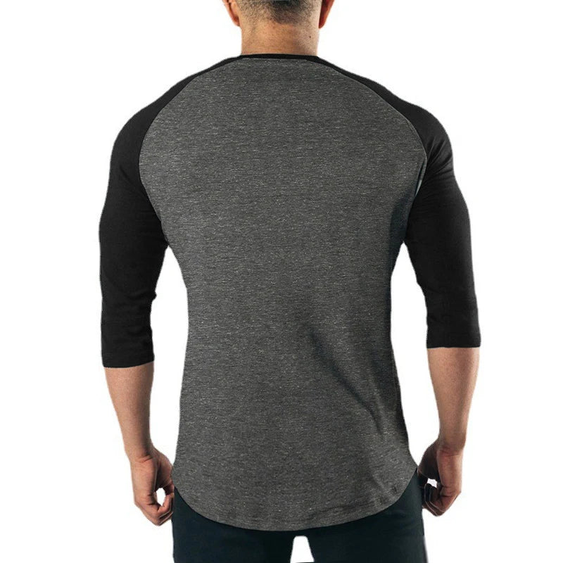 Herren-Sportshirt aus Baumwolle mit Dreiviertelärmeln